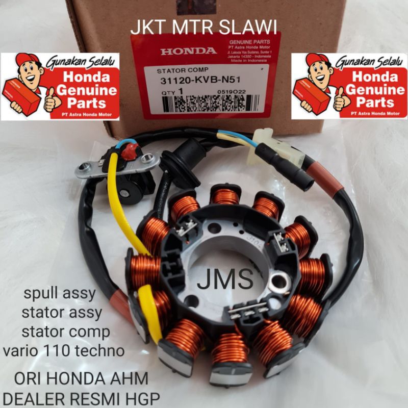 31120-KVB-N51 spul assy stator comp stator assy vario 110 techno karbu, vario cw vario, 110 lama ori honda ahm asli honda