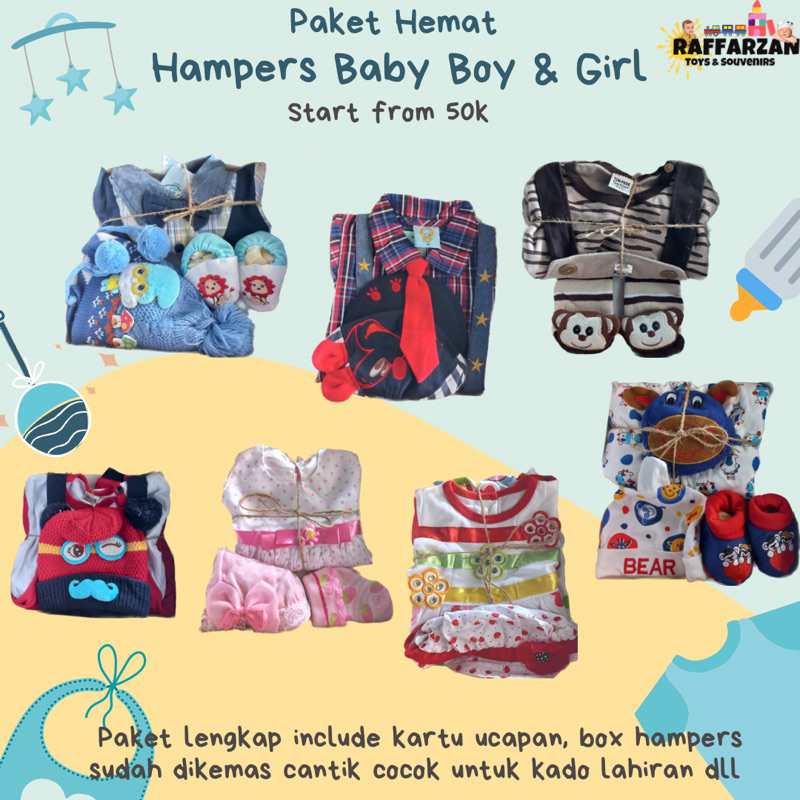 Paket Hemat Paket Lengkap Hampers Baby Setelan Baju Bayi Perempuan Baju Bayi Laki Laki Set Baju Topi