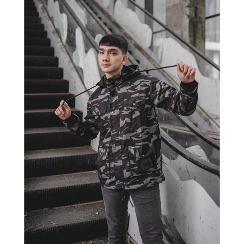 THBJL Jaket Pria Parka Army Loreng Doreng Militer