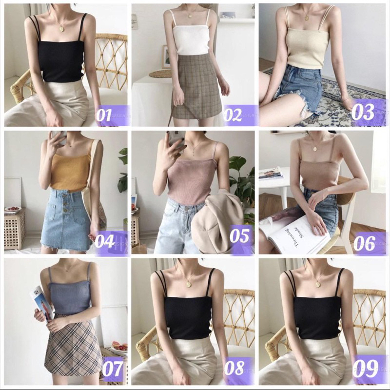 Tanktop (T75) korean Tanktop bahan knit import fashion wanita rajut model stretch melar TANKTOP