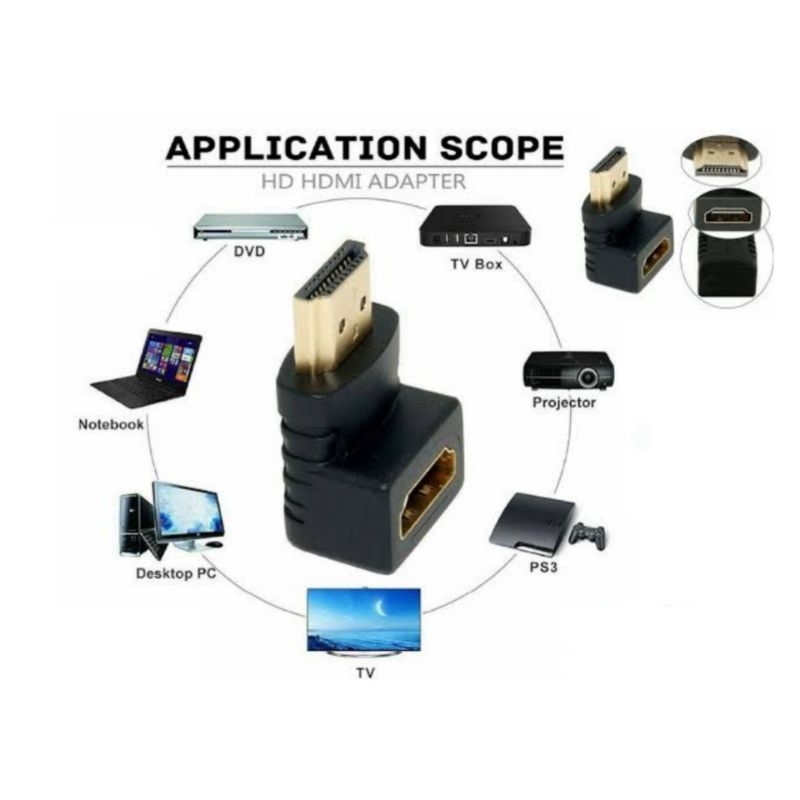 ADAPTER HDMI L MALE TO FEMALE UNTUK SUDUT SUDUT SEMPIT