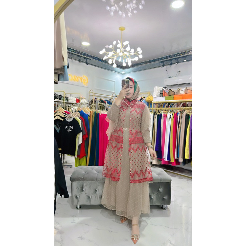 set Long outer Brokat mix organza