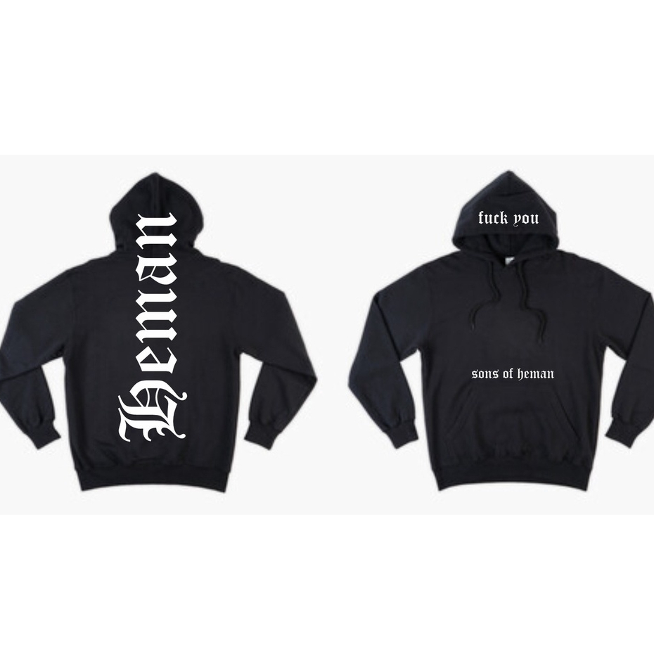 {BAYAR DI TEMPAT} SWEATER HOODIE JUMPER PRIA MODEL FONT ACAK BORDIR SHERPA LOGO SONG OF HEMAN FUCK HITAM, HODIE PRIA, HOODIE DISTRO HOODIE PRIA SWEATER FONT ESTETICK  M, L, XL,XXL (Pria&amp;Wanita)