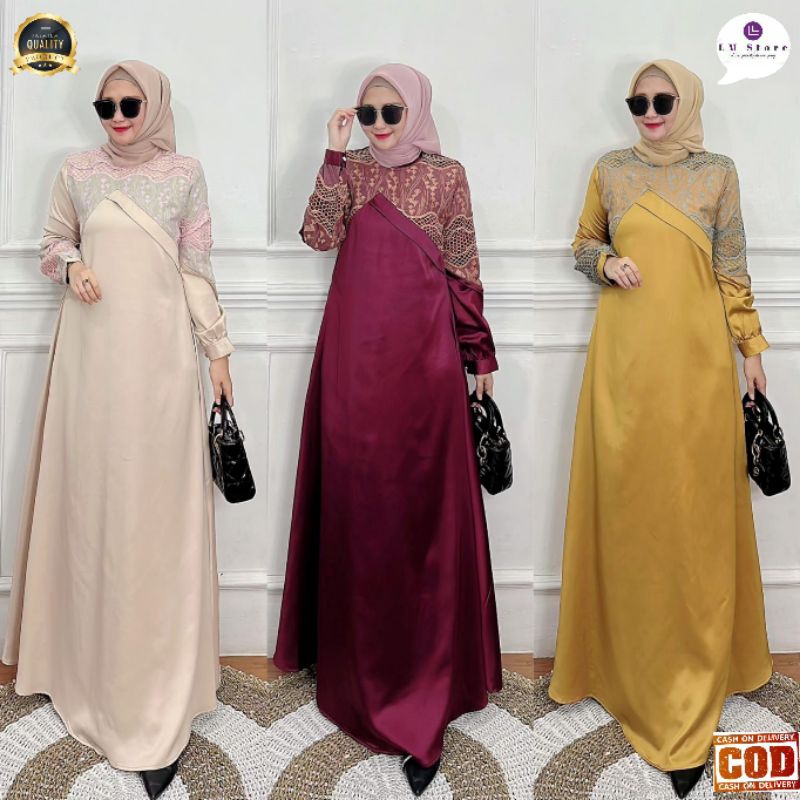 Wadah Muslim Terbaru Gamis Premium Ezraa Dress Original Fashion Muslimah Terkini Outfit Kondangan da