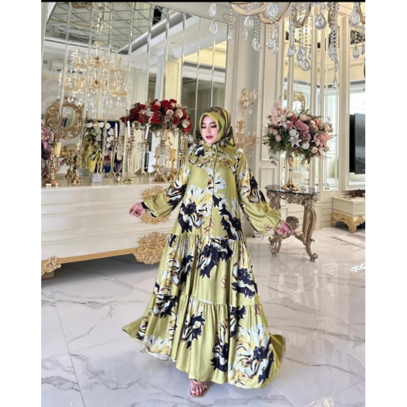 GAMIS SYAR'I BUNGA SET HIJAB ORI BY SHELLASAUKIA
