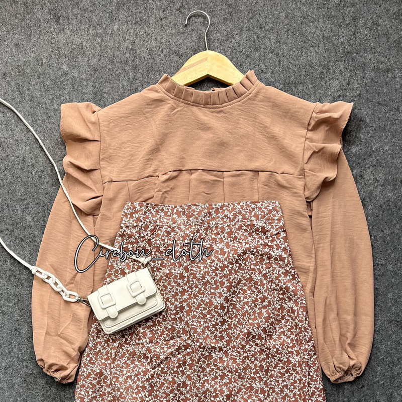 ONE SET PETTERN SKIRT FLORAL SKIRT (Cirebon Cloth)-Rok mocca blus mocca