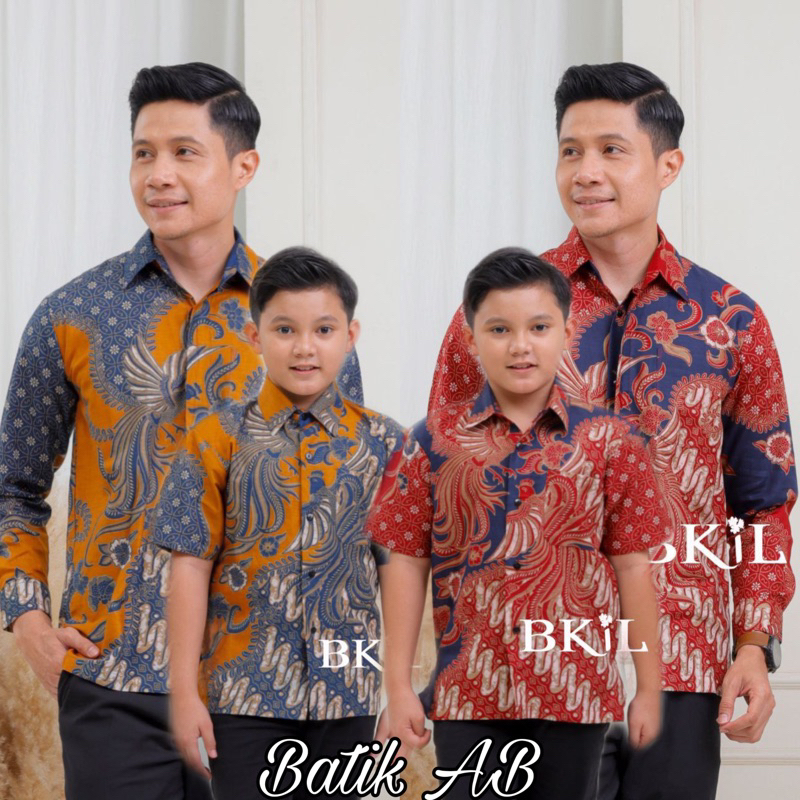 Baju Batik Couple Ayah dan Anak Lengan Pendek Batik Ayah Anak Terbaru  usia  2-10th