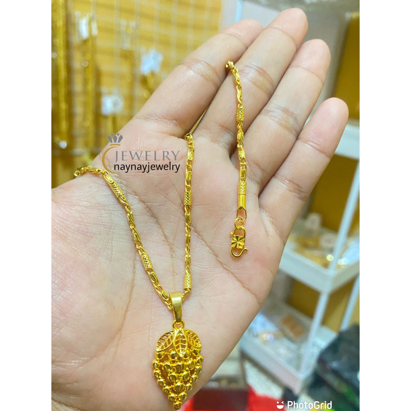 Kalung koin bambu Anggur sedang warna 24k