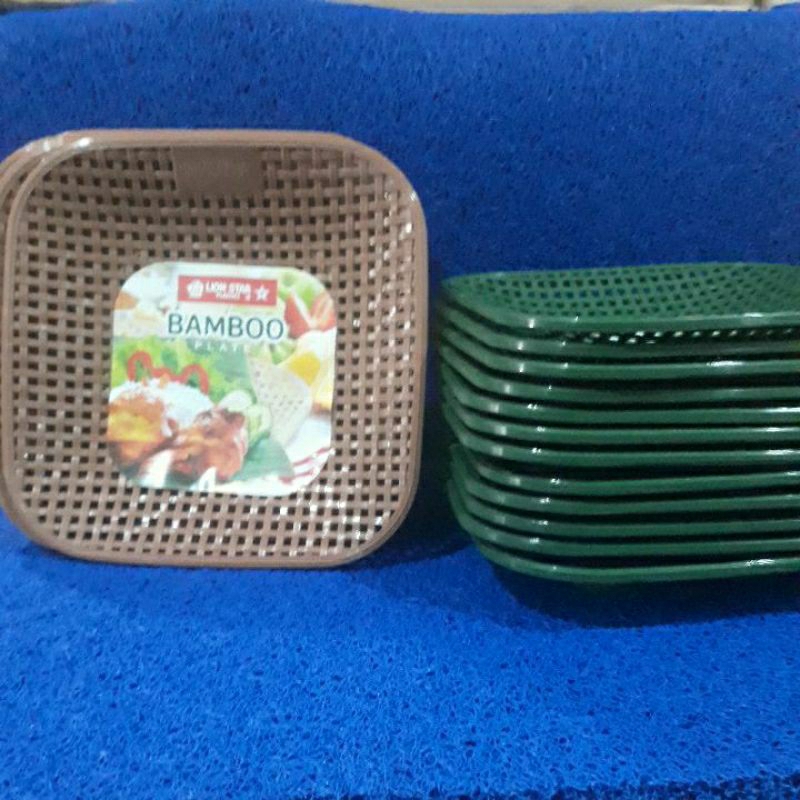 Piring Plastik Anyam Rotan Lion Star Bamboo Plate isi 12pcs