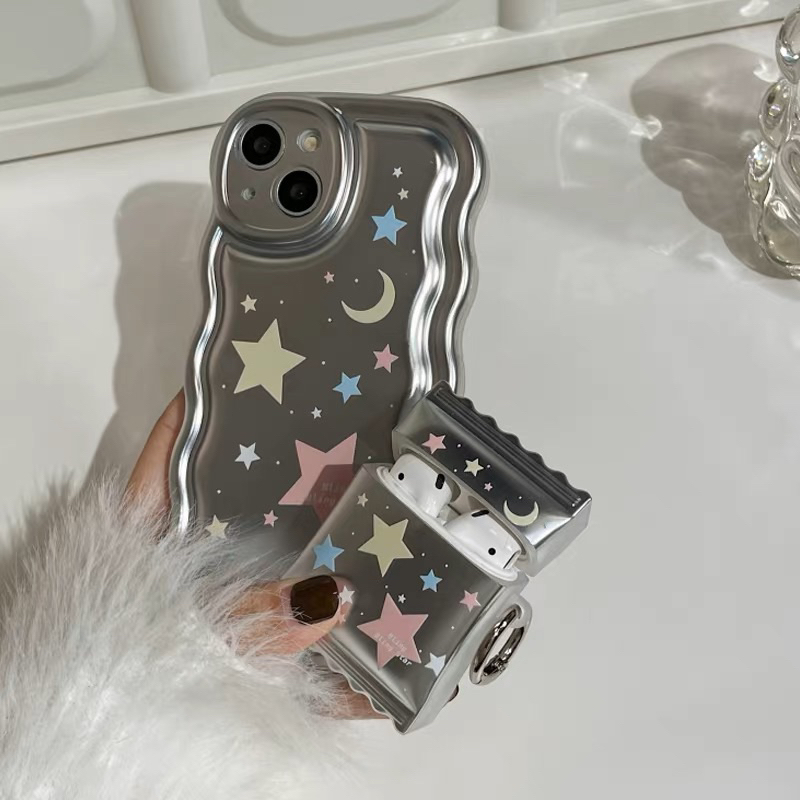 Silver Pink Star Softcase for Airpods 1 2 Pro 3 Case Airpods Inpods TWS Lucu