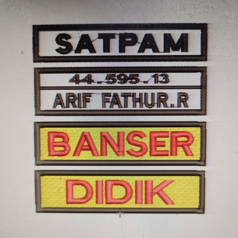 BORDIR NAMA POLISI /SATPAM / NAME TAG BANSER /NAMETAG SATPAM / NAMA BORDIR