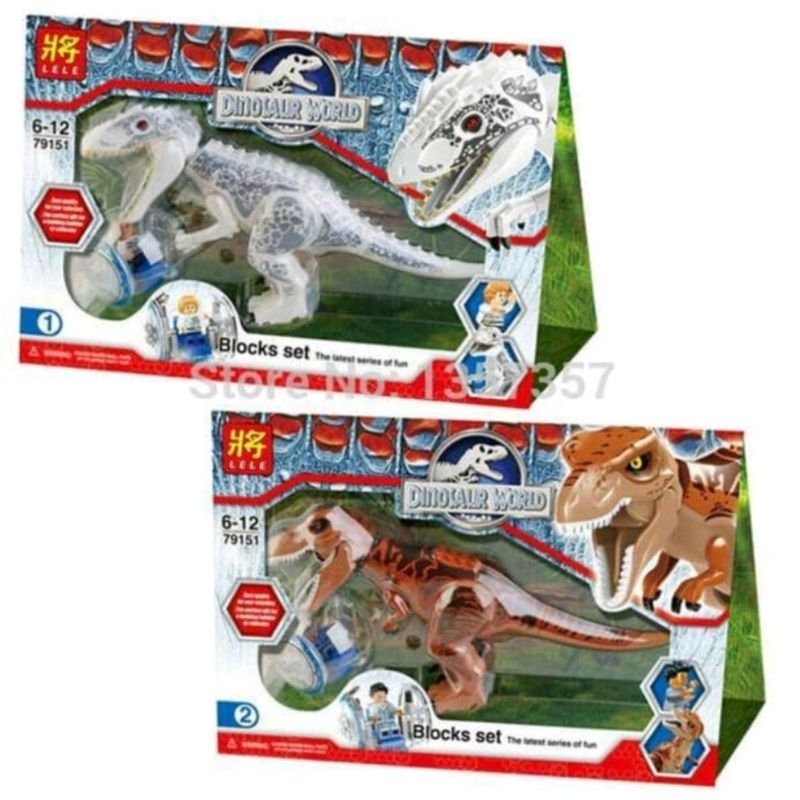 Lego Brick/Block Dinosaur world Jurassic Dinosaurus T-Rex& Indominus Rex