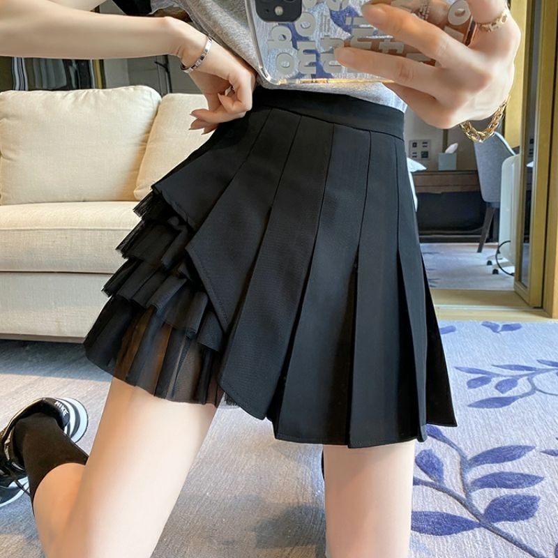 MDLV ~ 5560# Aldora Layered Pleated Mini Skirt Rok Korea Import