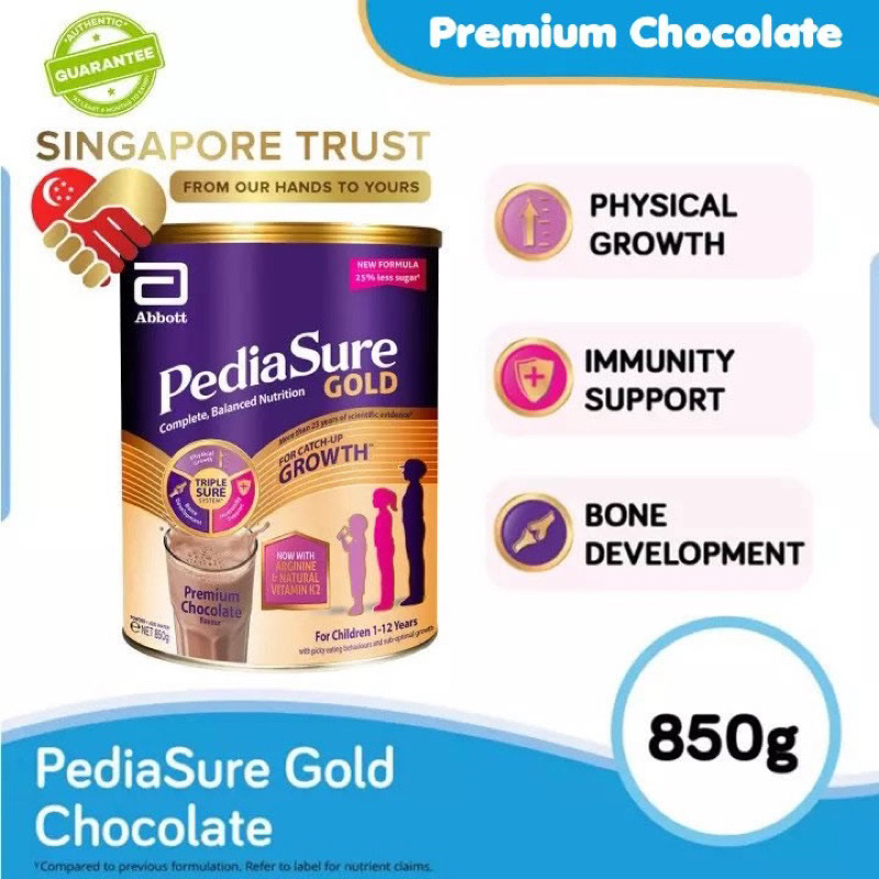 Pediasure Gold Triplesure Premium Chocolate 850g (import Singapore)