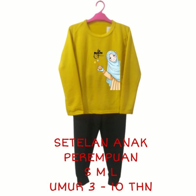 Setelan Anak Perempuan Kaos Lengan panjang dan Celana panjang Terbaru 2022 One Set Baju Tidur Santai Anak Cewek Kekinian Murah Korea Style Size S 3 4 5 Tahun M 5 6 7 Tahun L 8 9 10 Tahun muslim