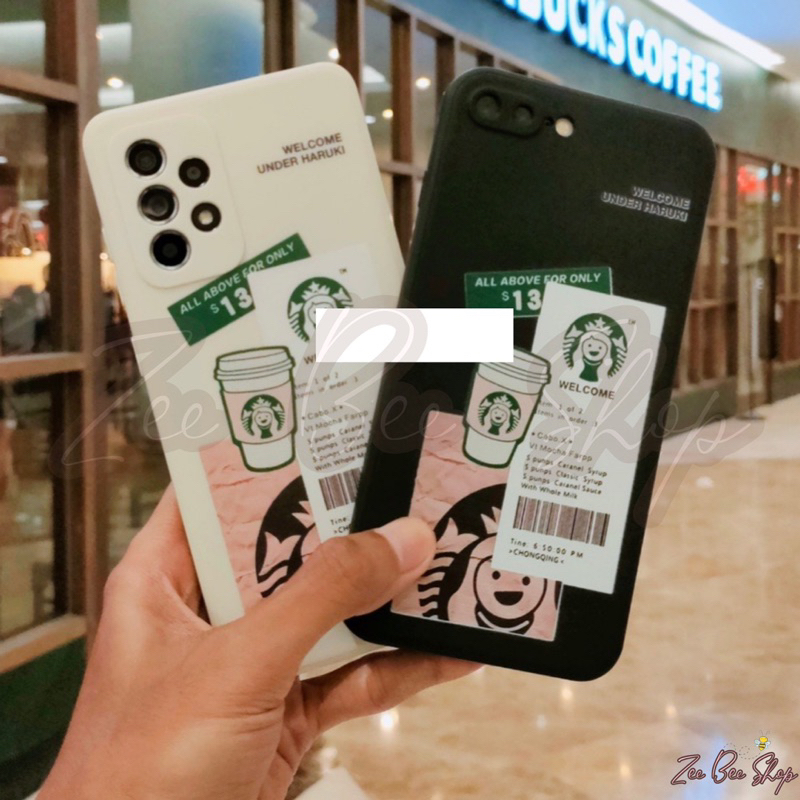 [HND61] Soft Case Silicone OPPO REALME VIVO Black White Motif Starbucks