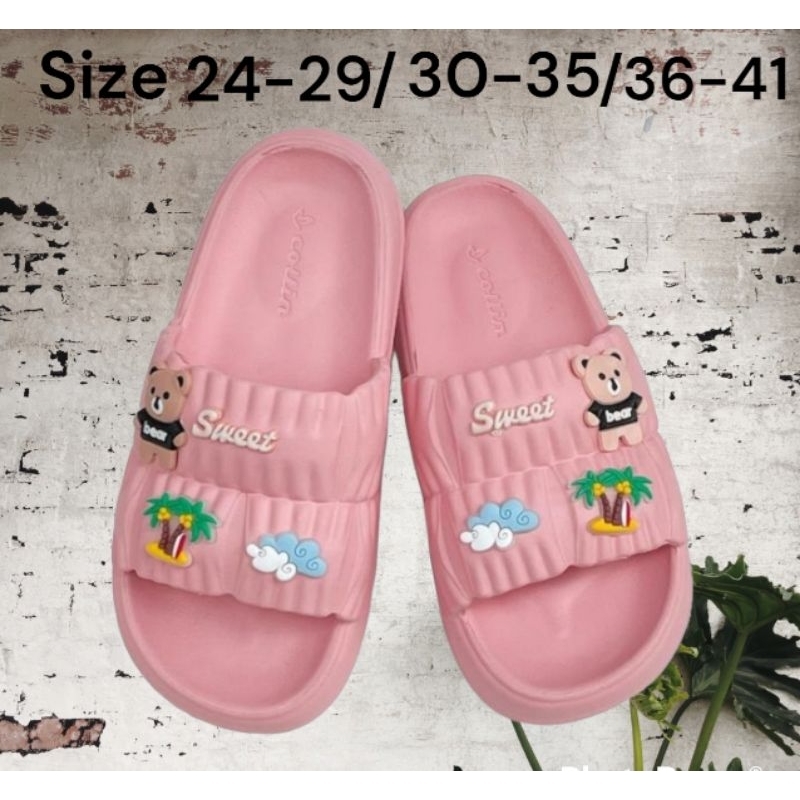 sandal slip on anak dan dewasa pariasi bear