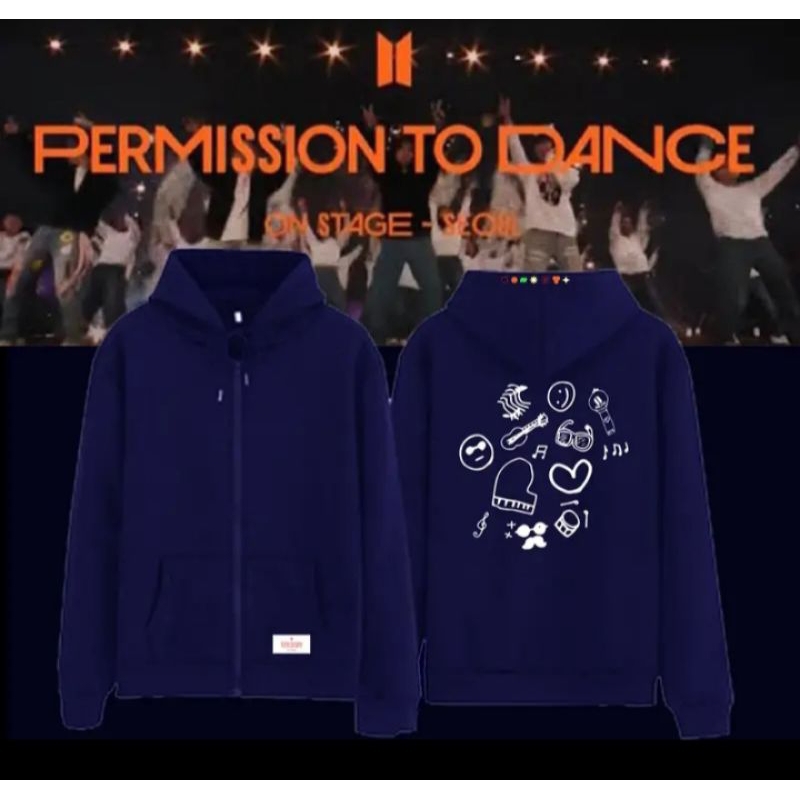 Jaket Zipper BTS Permission to Dance stage Seoul DTF Print