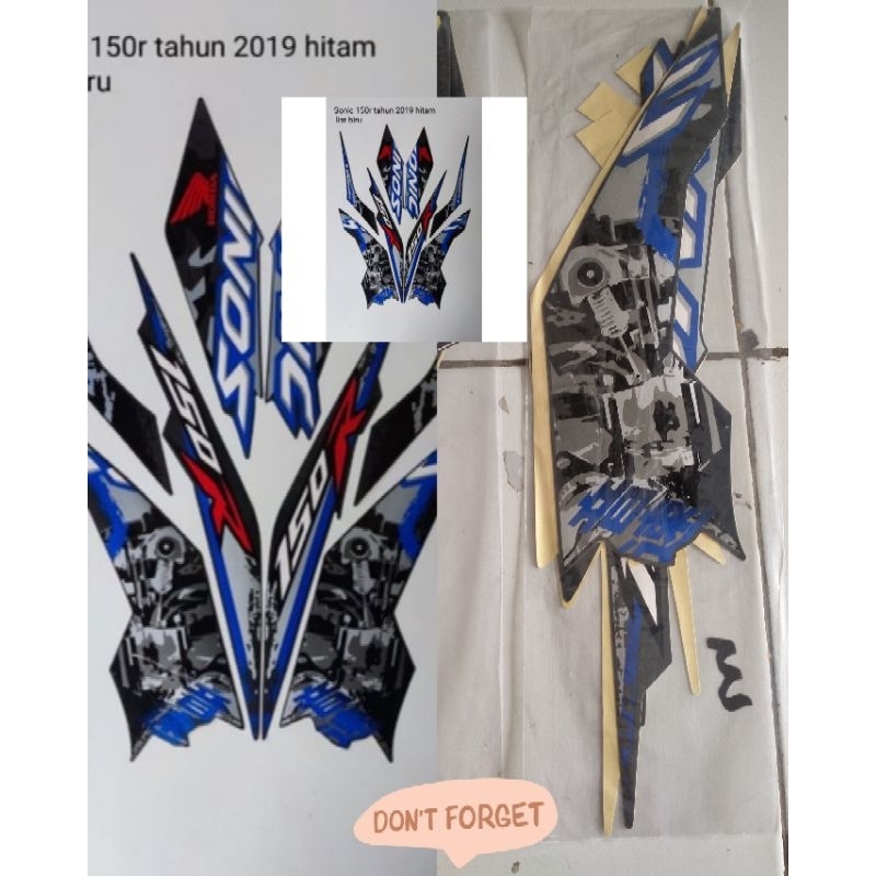 STIKER STRIPING SONIC 150R TAHUN 2019 BIRU HITAM STRIPING STANDAR BERKUALITAS