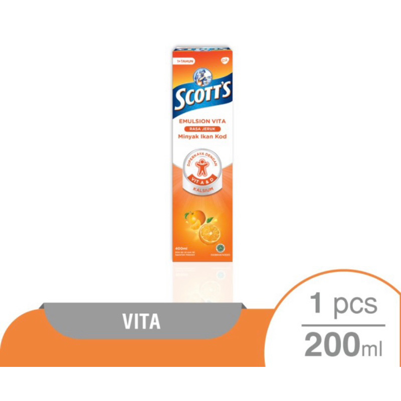 Scott Emulsion Vita Rasa Jeruk 200 ml & 400 ml (vitamin penambah nafsu makan anak)