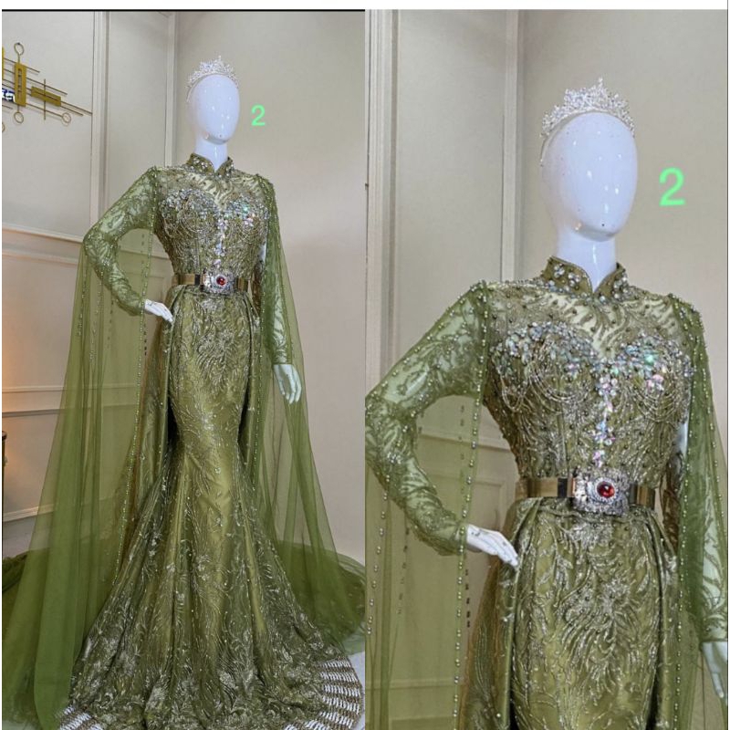 GAUN PENGANTIN MEWAH MODERN //GAUN SLIM DUYUNG BEREKOR FULL PAYET//KEBAYA//BAJU