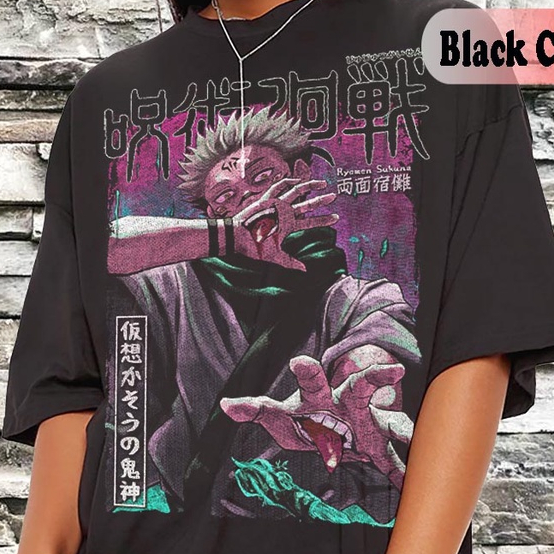 Kaos Anime Ryomen Sukuna | Sukuna Shirt | Kaos Acid Wash Oversized