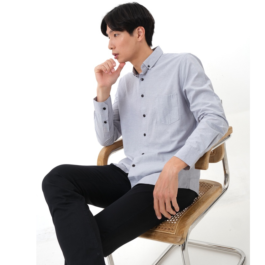 SANVANINA Kemeja Lengan Panjang Basic Oxford LIGHT GREY E-1172