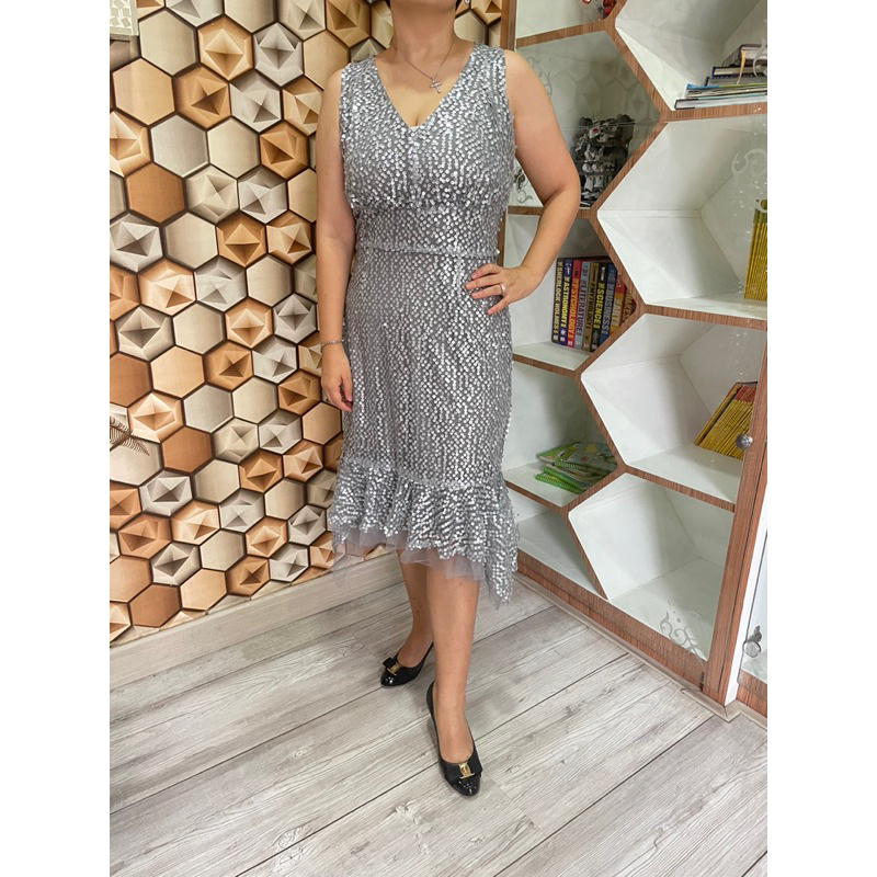 WALTER SEQUIN PARTY DRESS V-NECK FISHTAIL LONGDRESS