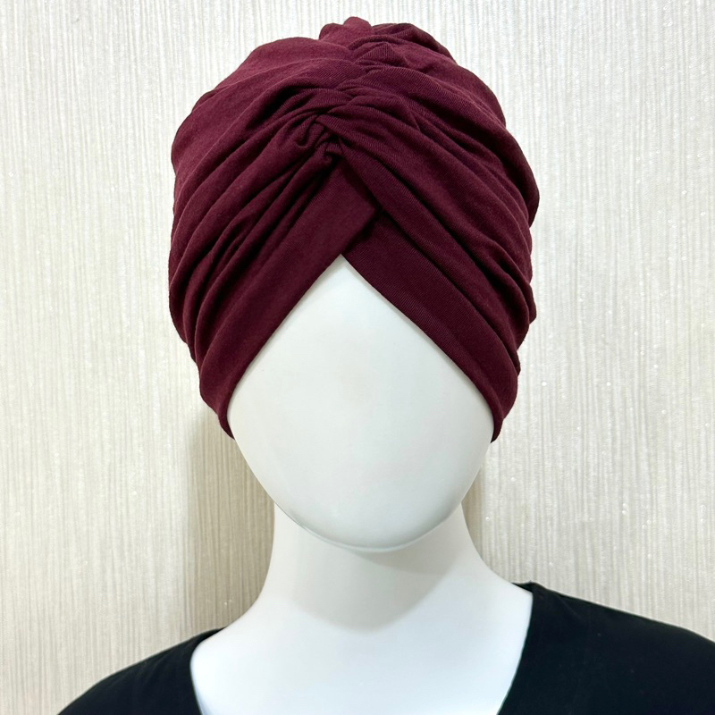 Turban Hijab Instan Instant QQinian Wanita Dewasa Fashion Muslim Warna Merah Maroon Grosir