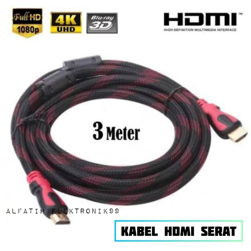 KABEL HDMI SERAT JARING VERSI 1.4 1080P 3 METER