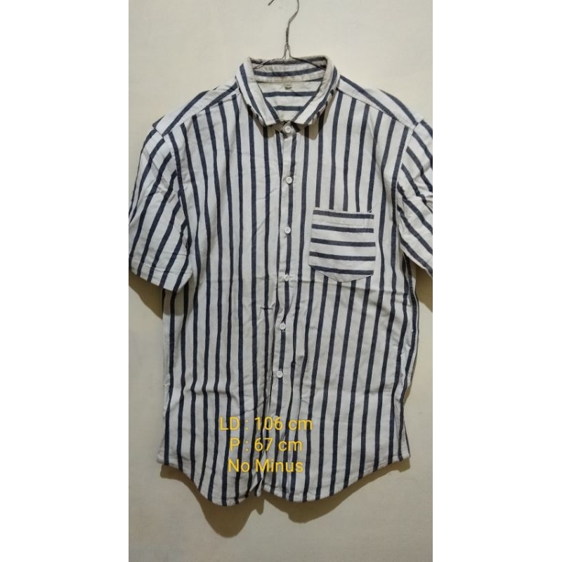 Kemeja Pria Salur Putih Biru Prelove No Minus