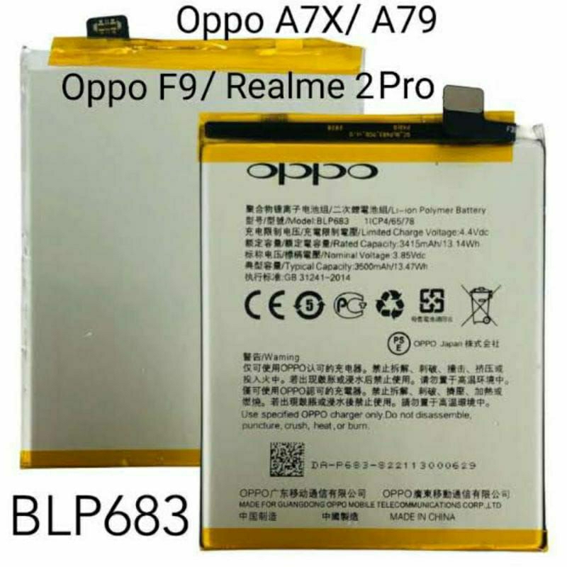 BATERAI BATTERY OPPO BL P681/BL P83/F9/F9PRO/A7X/REALME 2PRO 100%ORIGINAL