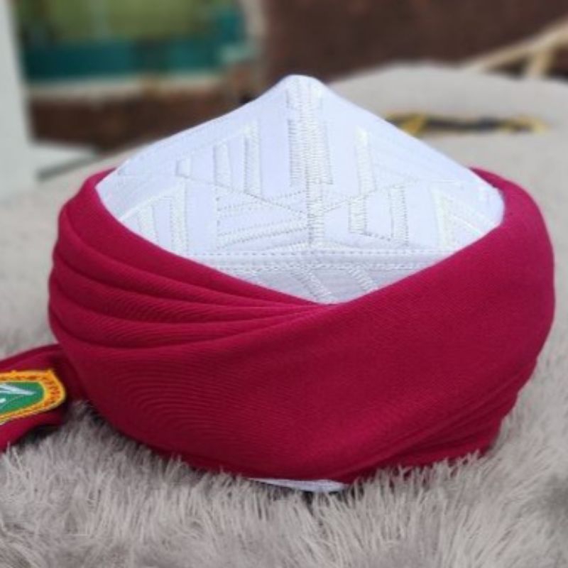 Peci Imamah Permanen Merah 5 Lipat