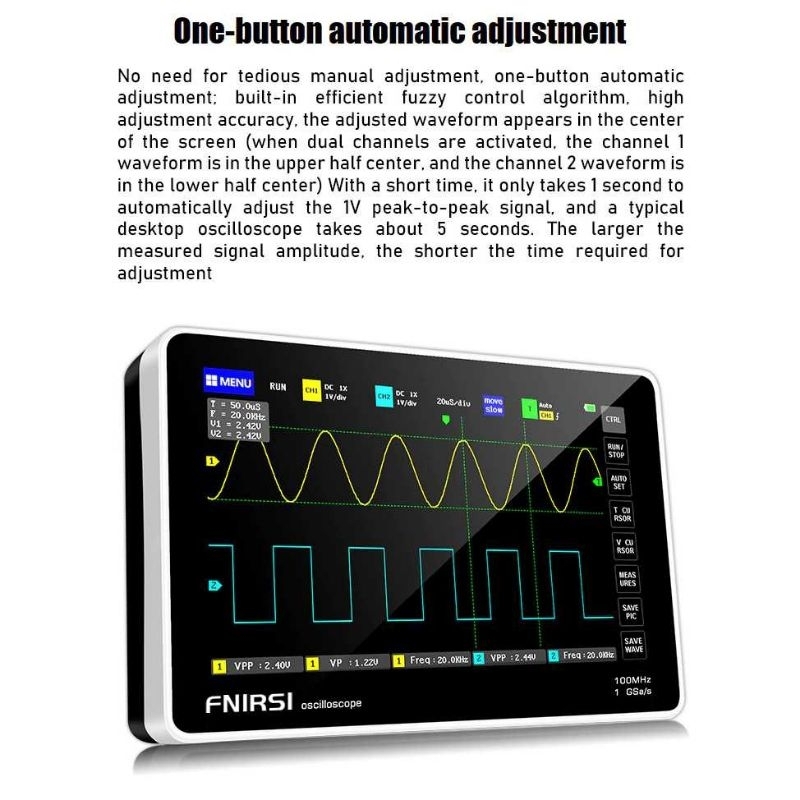 FNIRSI Digital Oscilloscope Handheld 100MHz 100Gsa/s New Version - 1013D