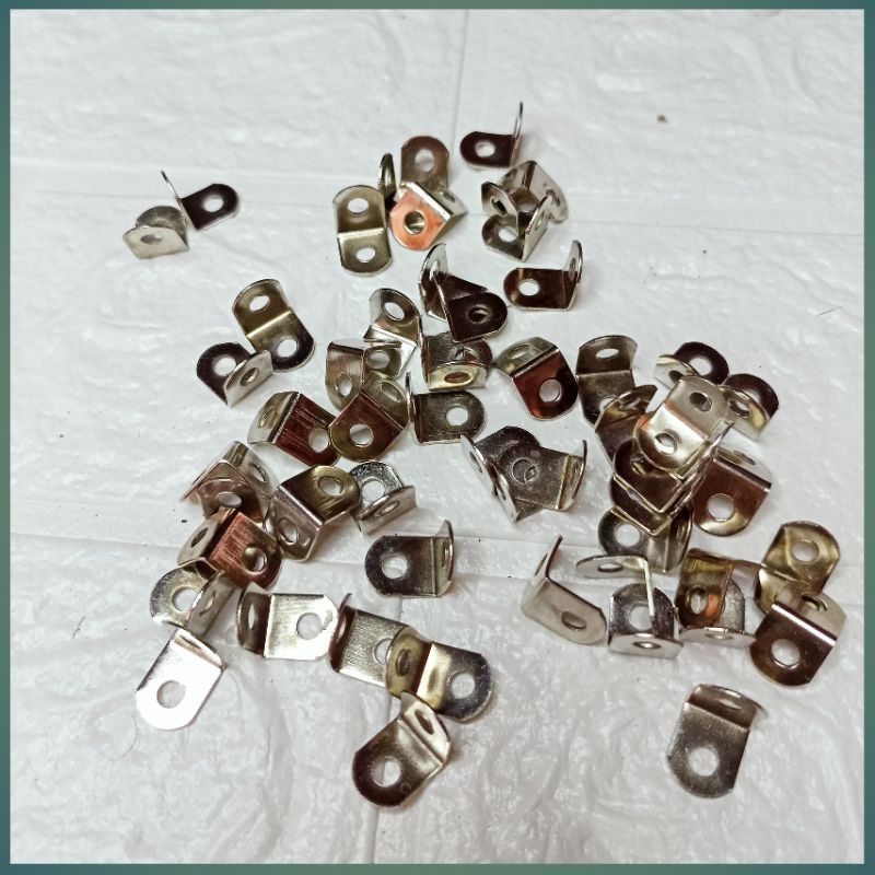 100 Pcs Plat Siku L kecil Untuk Lubang Ambalan Sudut Figura Foto