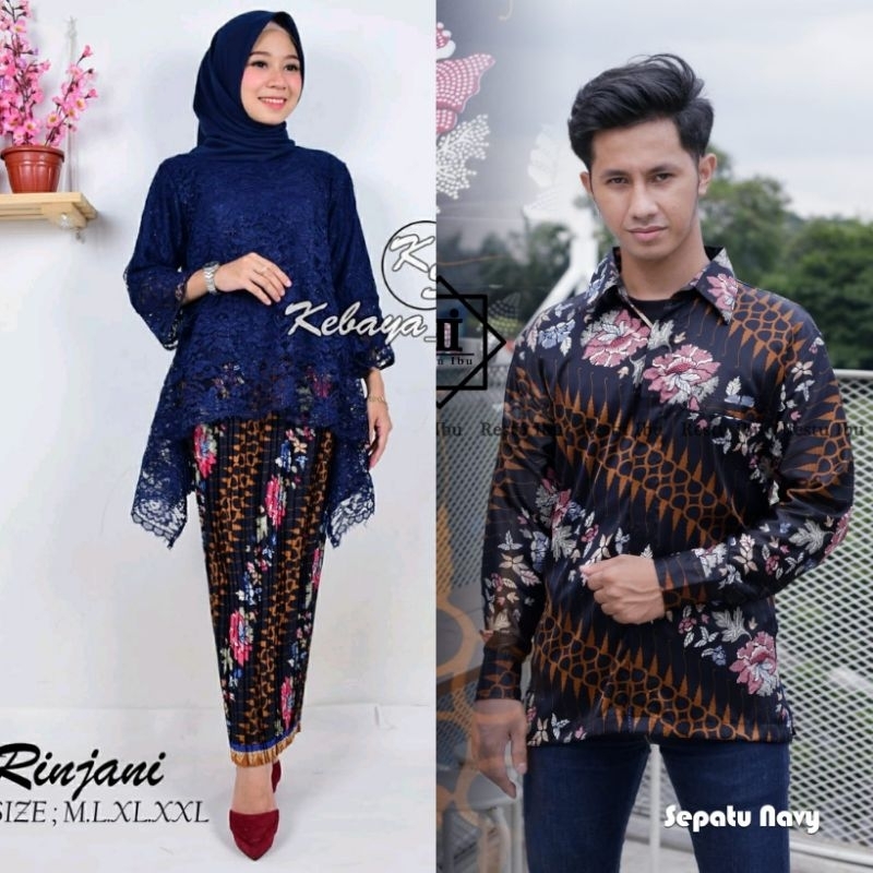 kebayashopp couple kebaya rinjani + kemeja panjang/ rok plisket /couple kebaya keluarga/couple kebaya tunangan/couple wisuda/coupel sarimbit keluarga