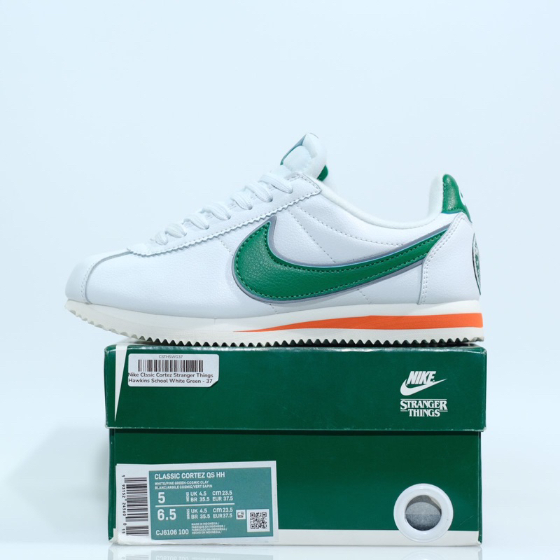 Nike Cortez Stranger Things Hawkins School White Green