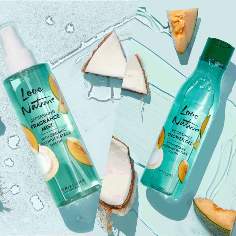 NEW Love Nature Refreshing Fragrance Mist/Shower Gel With Organic Coconut Water&amp;Melon