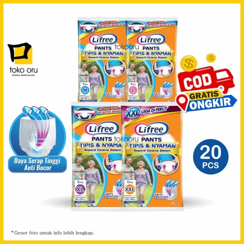 Lifree M L XL XXL isi 20 pcs Popok Celana Dewasa