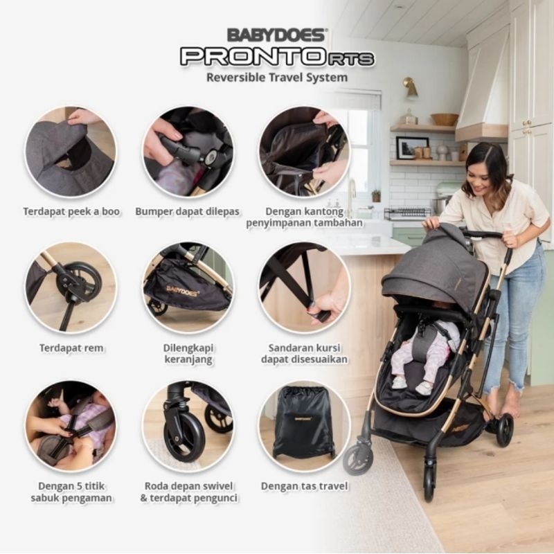 Stroller Babydoes Pronto Rts plus Carseat / Kereta dorong bayi babydoes Pronto RTS