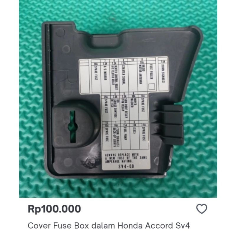Cover fuse box dalam Honda accord SV4