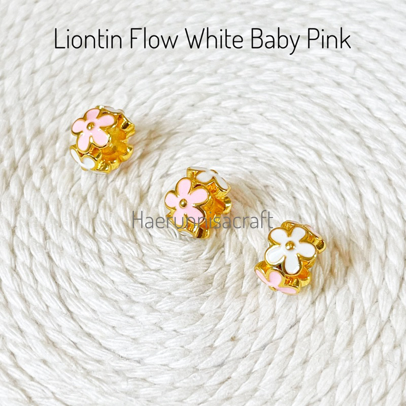 Liontin Flow White Baby Pink Charm Untuk Gelang dan Kalung Emas Fashion