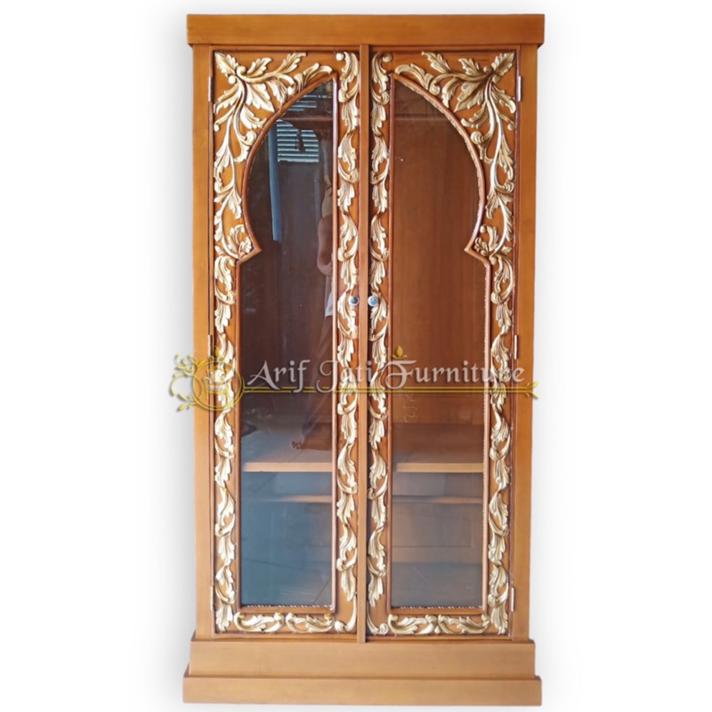 Lemari Mukena Sholat Gantung Jati Ukiran Jepara