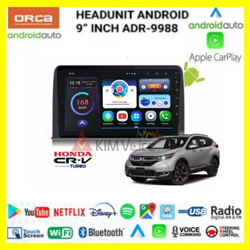 Head Unit Android Orca OEM CRV Turbo 2021 Up + Soket Canbus