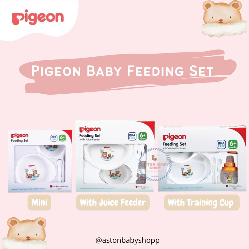 Pigeon Feeding Set Mini Set Alat Makan Bayi Piring Mangkok Sendok Bayi