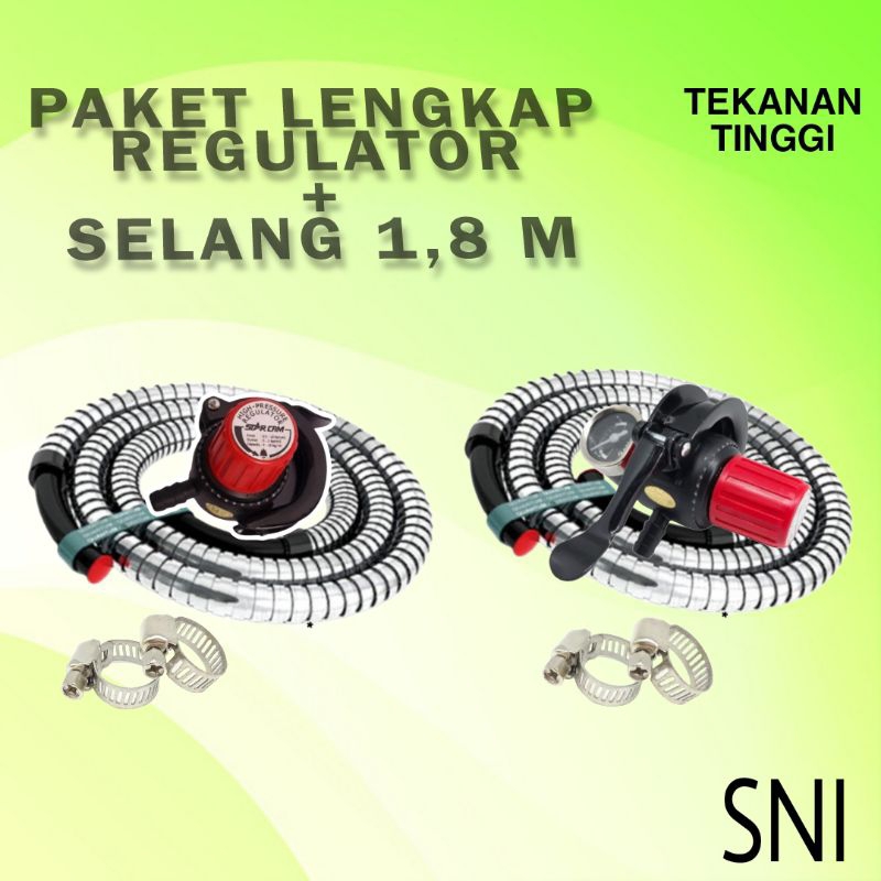 PAKET SELANG + REGULATOR STARCAM HP TEKANAN TINGGI METER