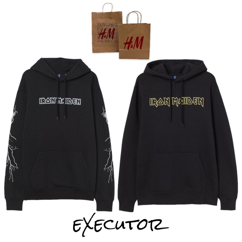 ( 8.8 ) Hoodie H&amp;M Unisex Iron Maiden Sablon Black Hitam Flecee Katun Lembut Tebal, Free Papperbag