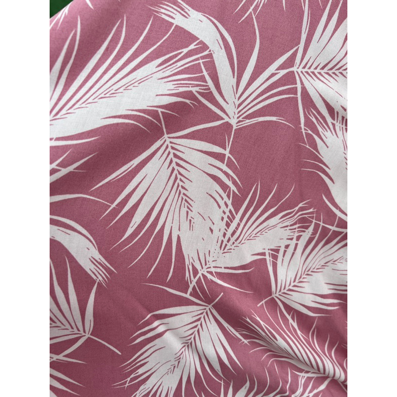 kain katun rayon viscose premium motif daun besar motif pantai terbaru