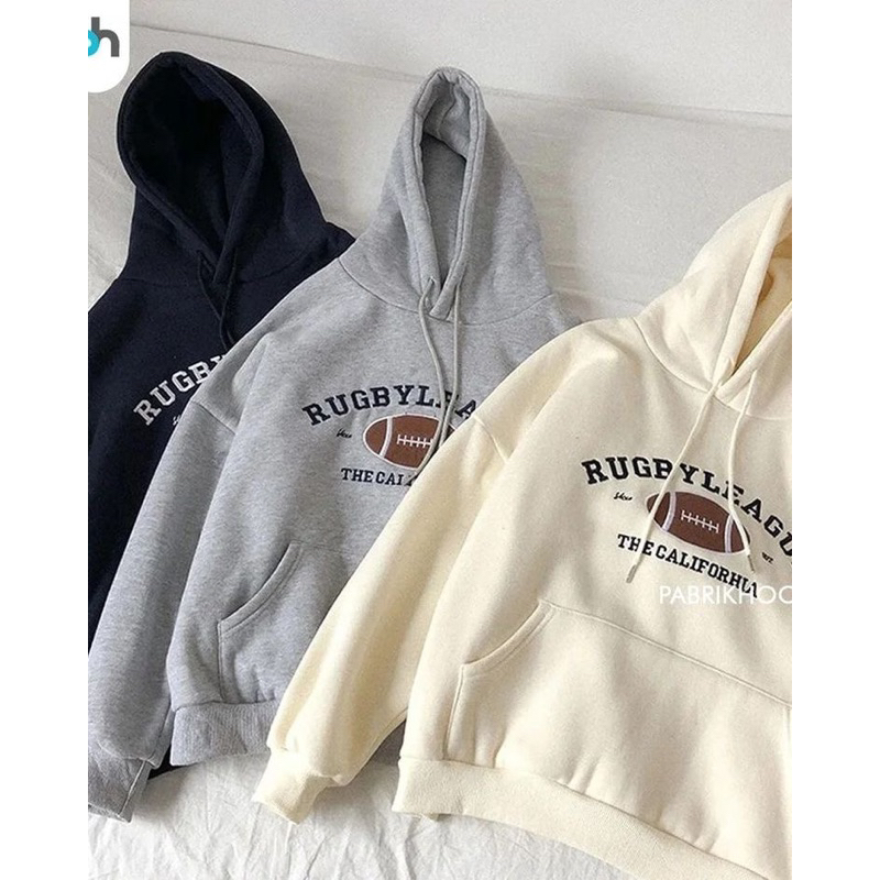 Hoodie Oversize Rugby pria wanita