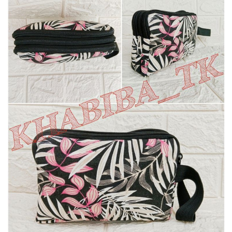 Pouch Ummah/Dompet Wanita Kanvas(3 Resleting) 19×13×7